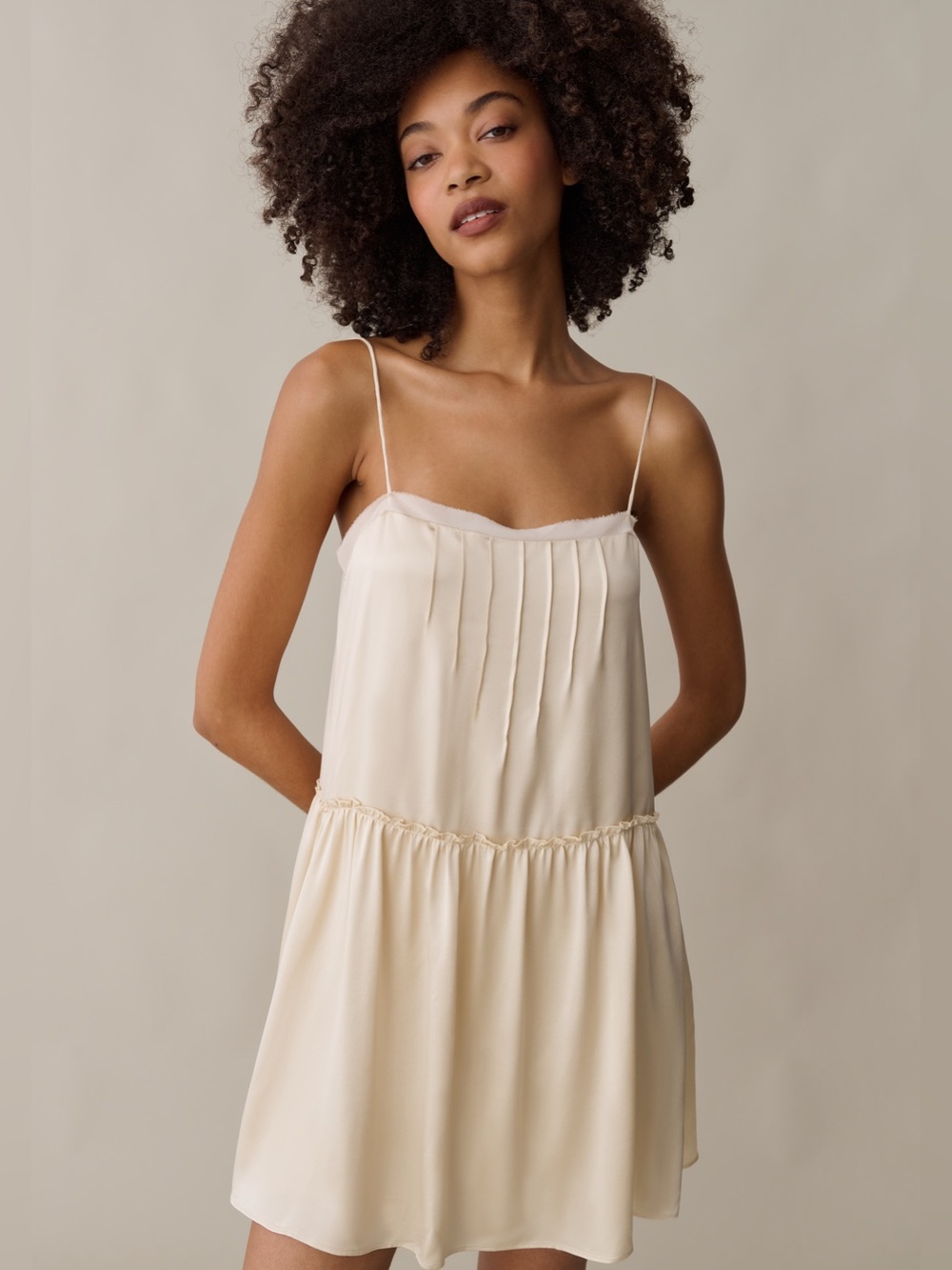 Sorella
Devika Silk Ivory Spaghetti-Strap Chemise Slip Dress NWT Sz 4